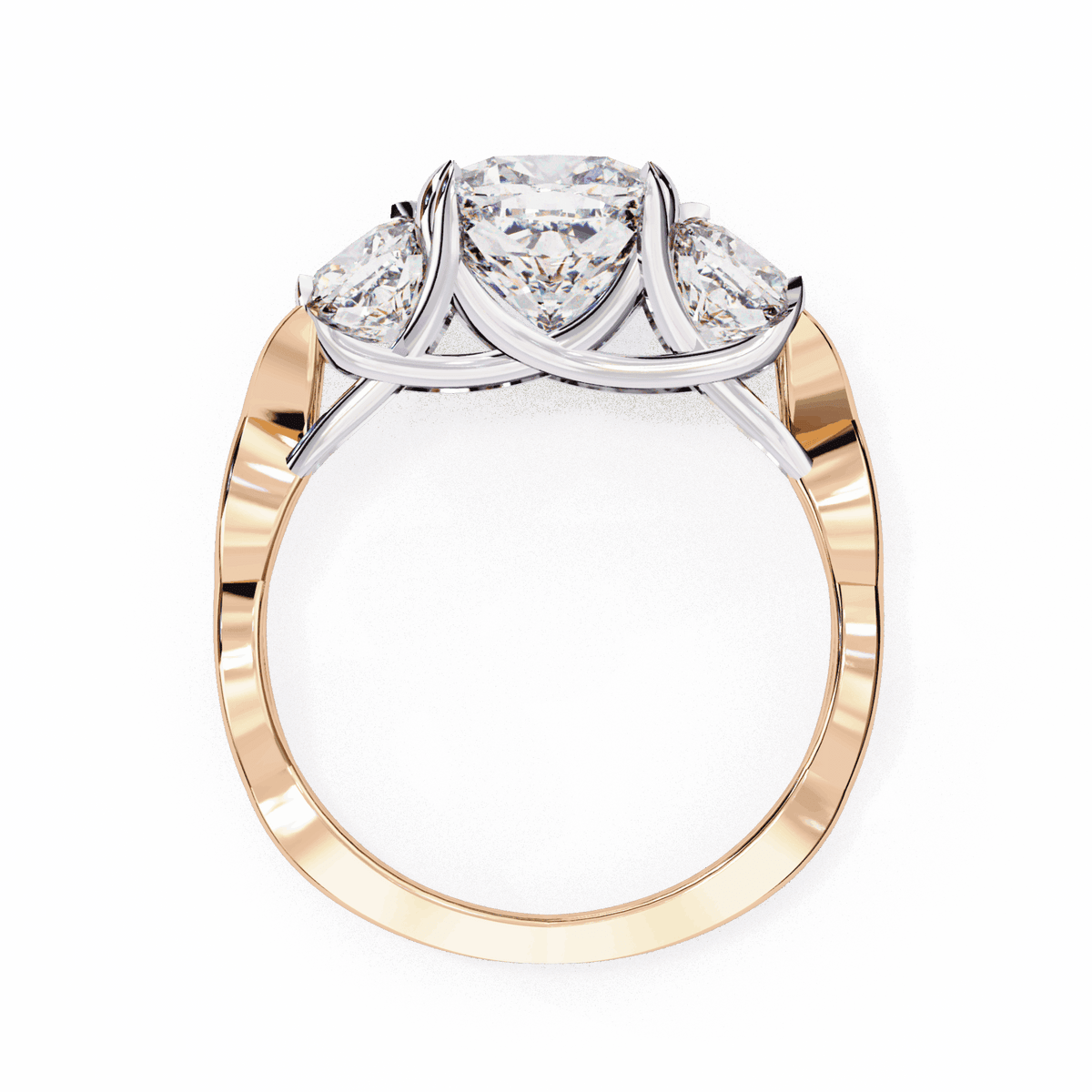 3.5 Carat Cushion Three Stone Solitaire Ring in Moissanite | House of Estara