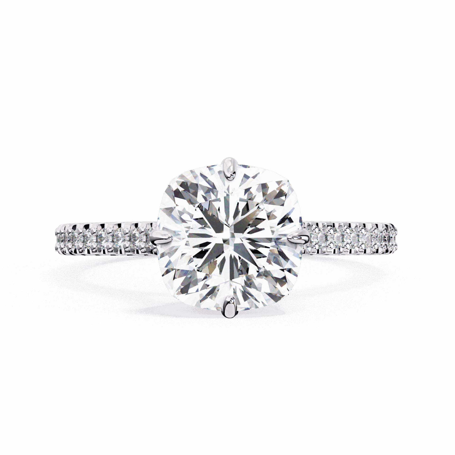 3.5 Carat Cushion Hidden Halo Solitaire Ring in Moissanite | House of Estara