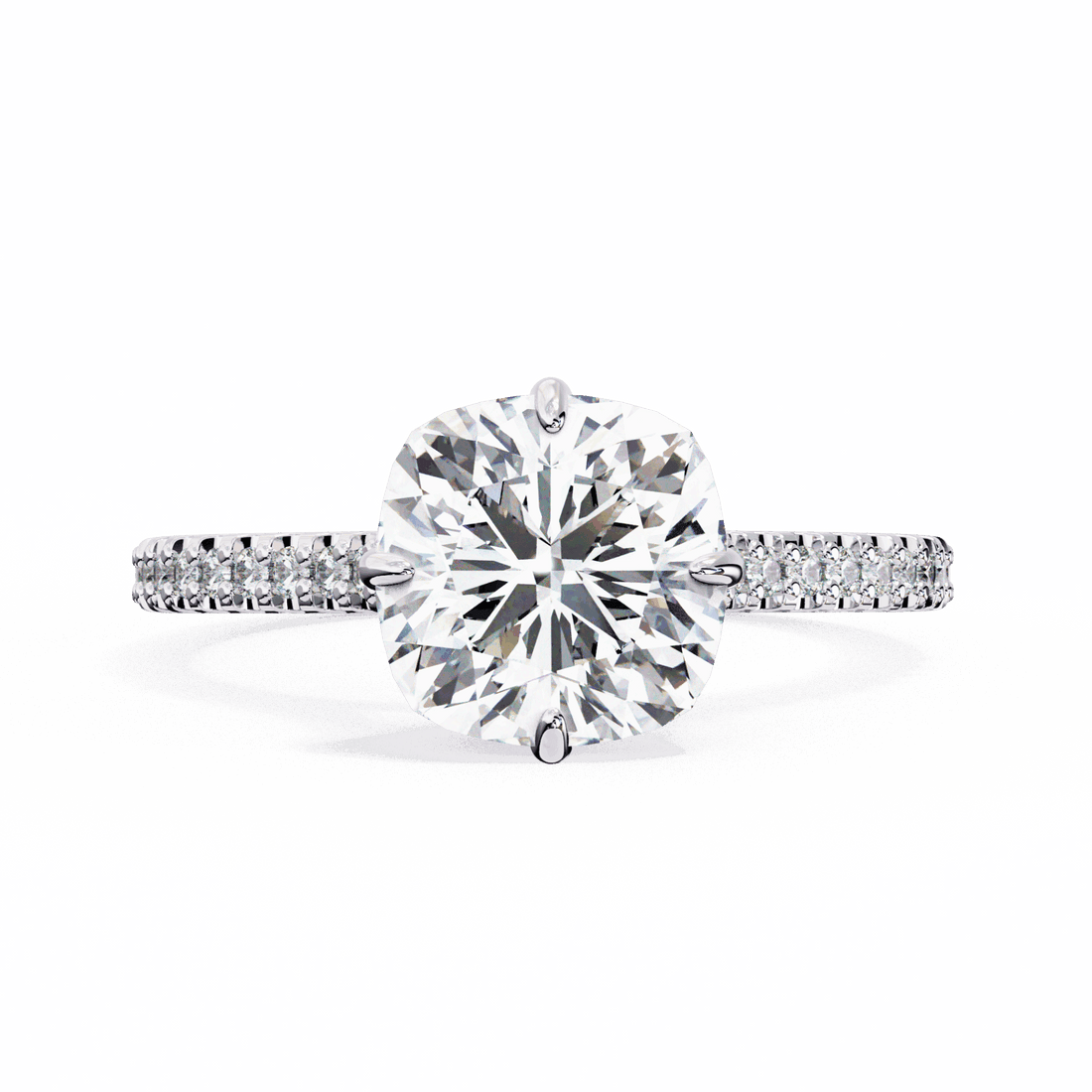3.5 Carat Cushion Hidden Halo Solitaire Ring in Moissanite | House of Estara