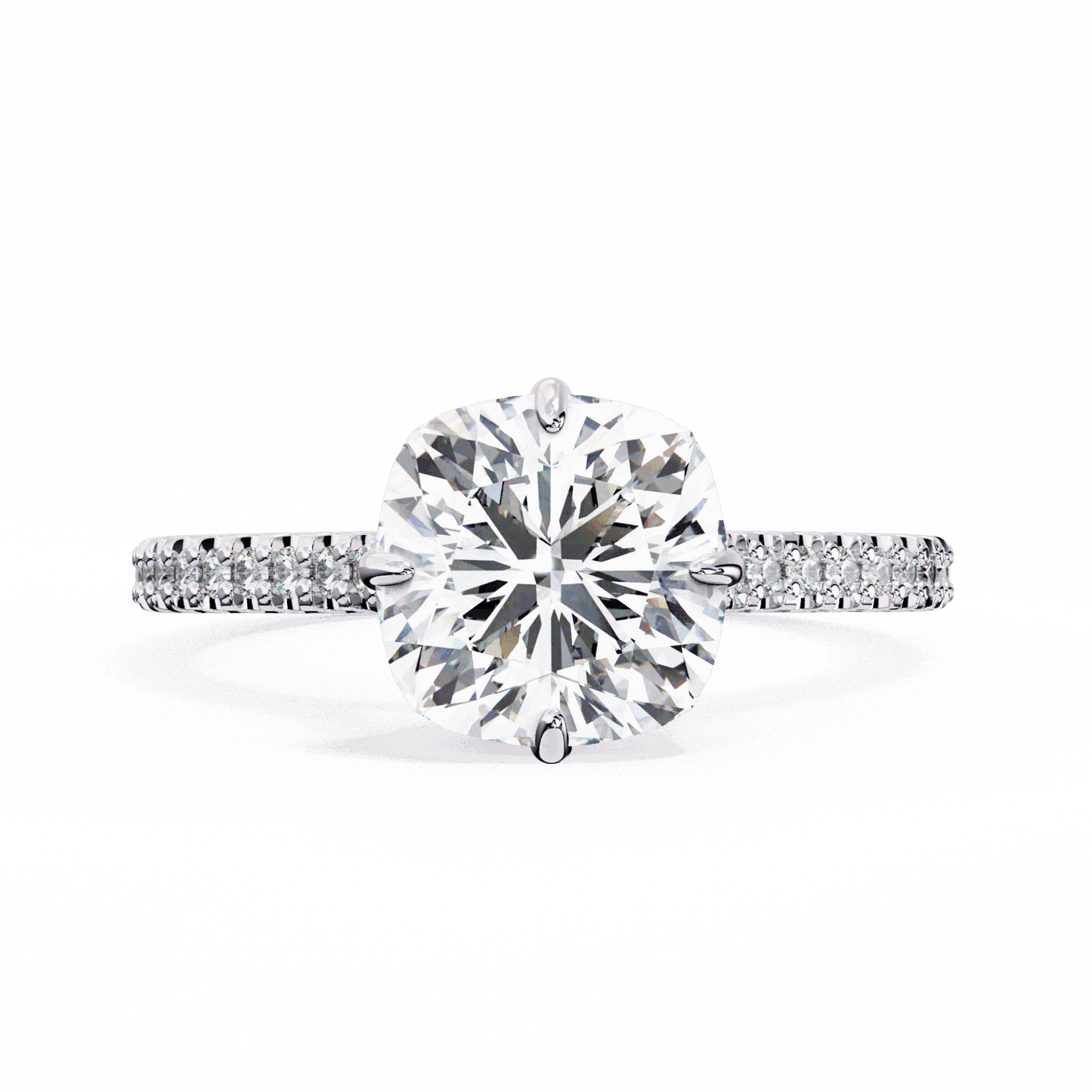 3.5 Carat Cushion Hidden Halo Solitaire Ring in Moissanite | House of Estara