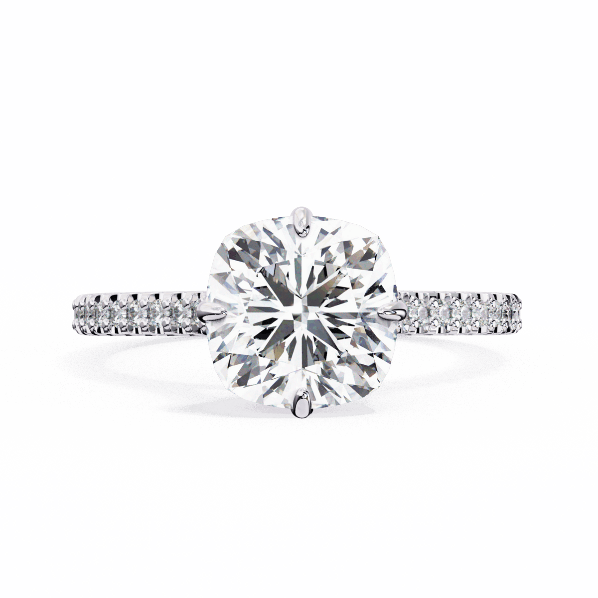 3.5 Carat Cushion Hidden Halo Solitaire Ring in Moissanite | House of Estara
