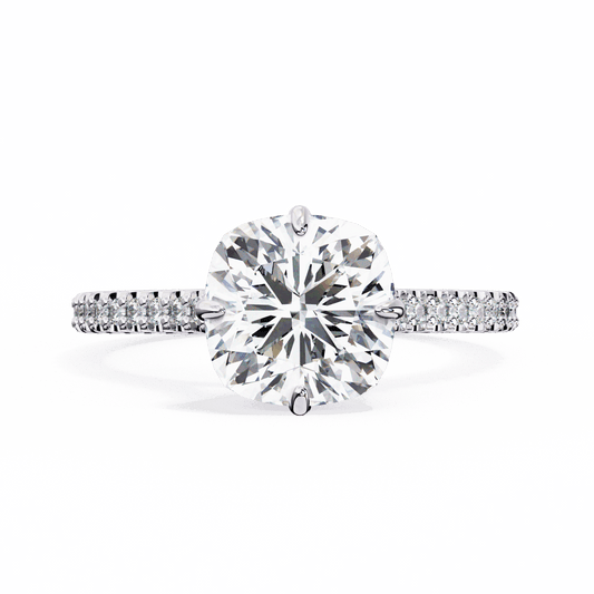 3.5 Carat Cushion Hidden Halo Solitaire Ring in Moissanite | House of Estara