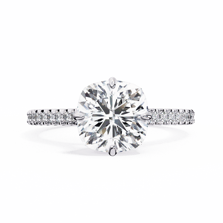 3.5 Carat Cushion Hidden Halo Solitaire Ring in Moissanite | House of Estara