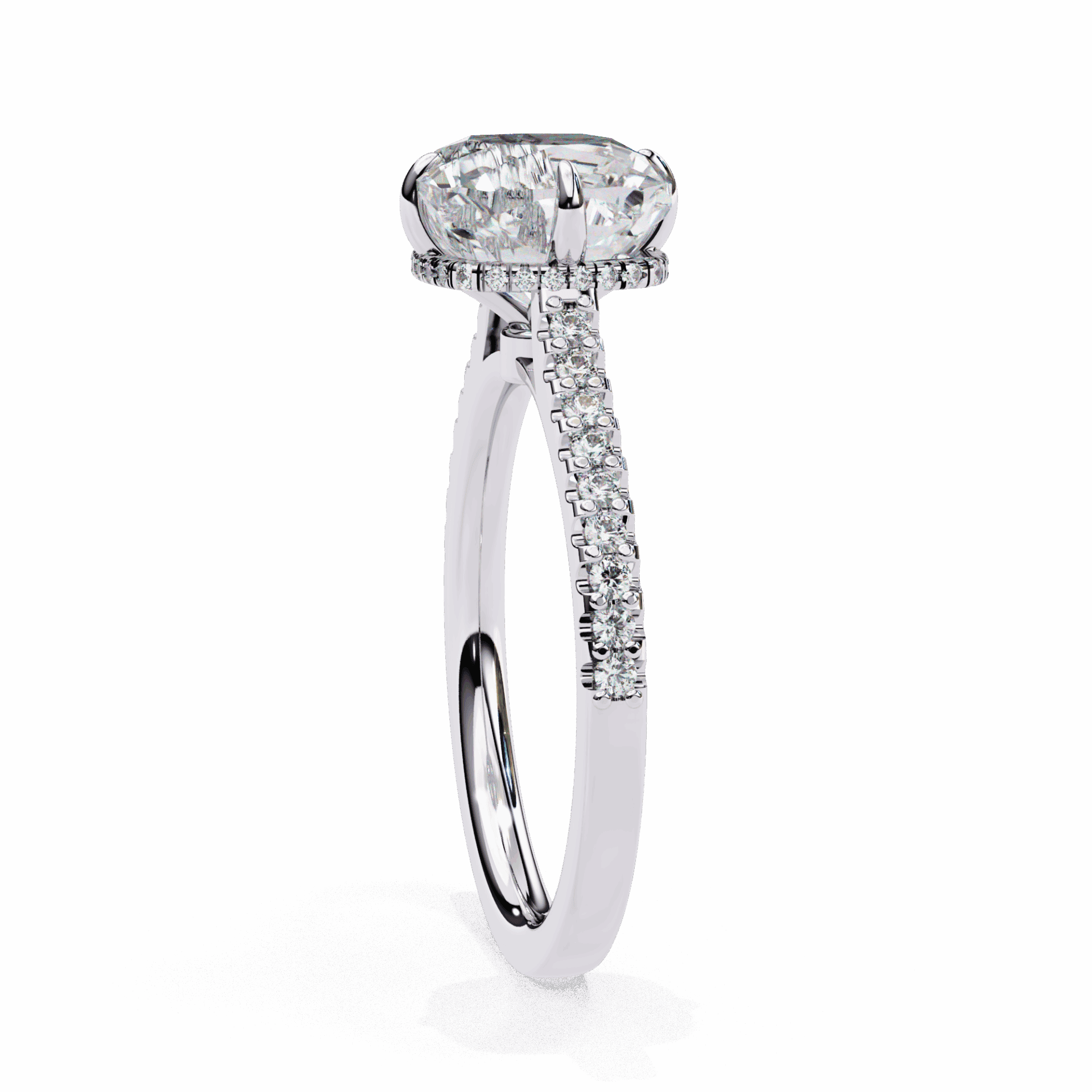 3.5 Carat Cushion Hidden Halo Solitaire Ring in Moissanite | House of Estara