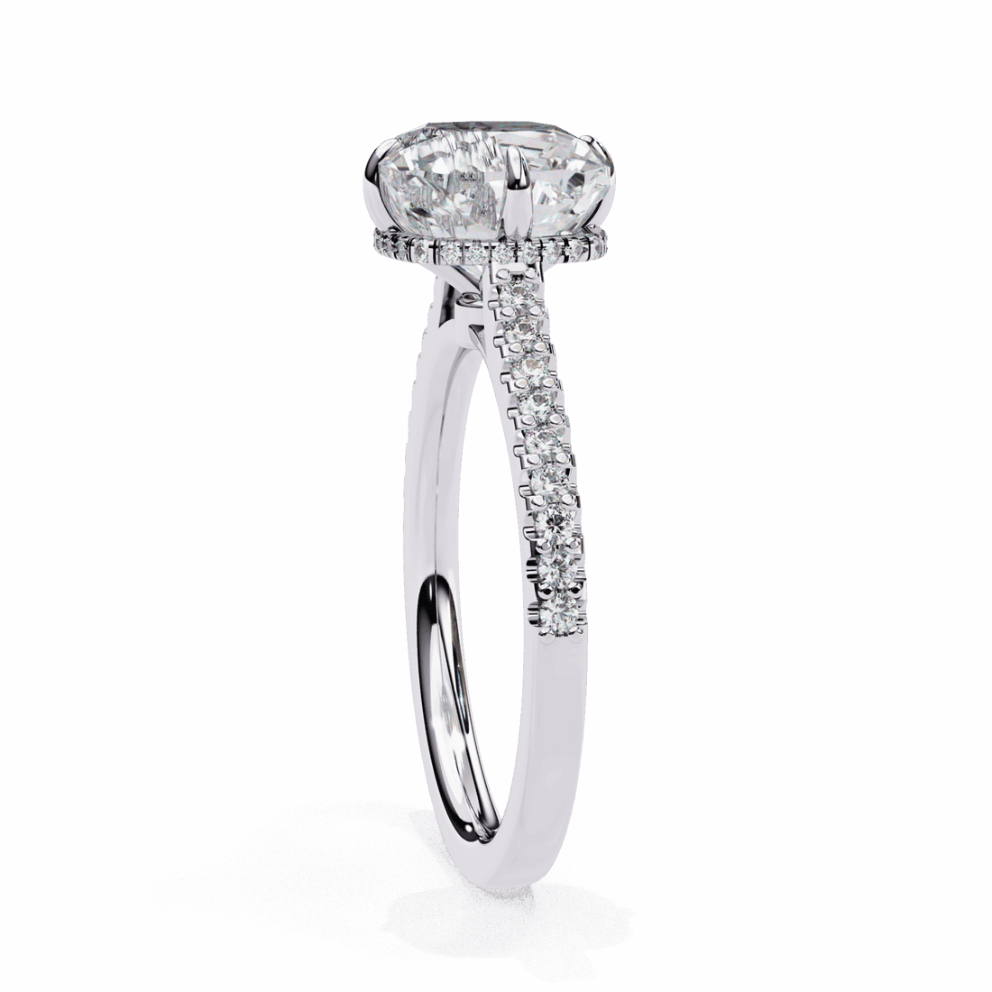 3.5 Carat Cushion Hidden Halo Solitaire Ring in Moissanite | House of Estara