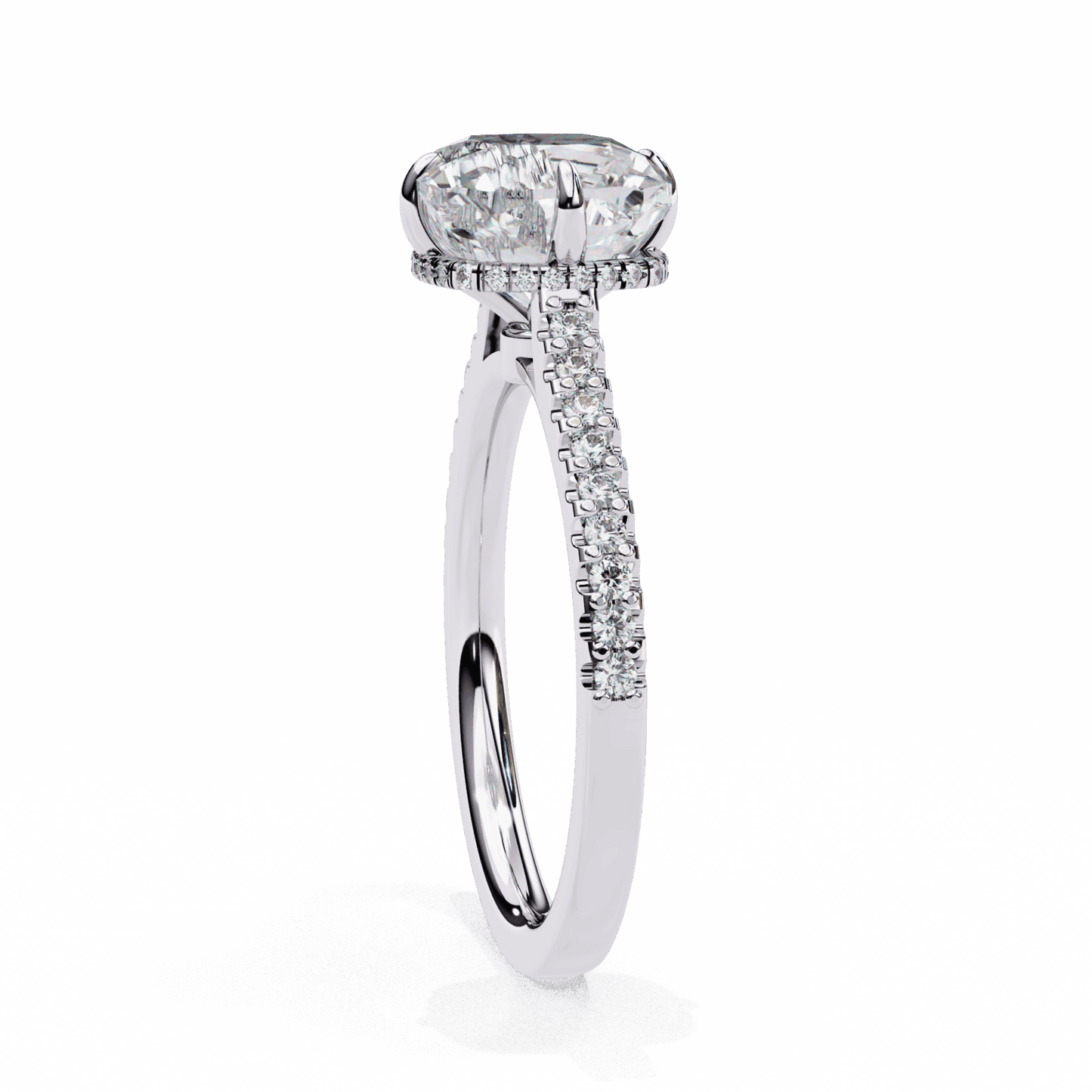 3.5 Carat Cushion Hidden Halo Solitaire Ring in Moissanite | House of Estara
