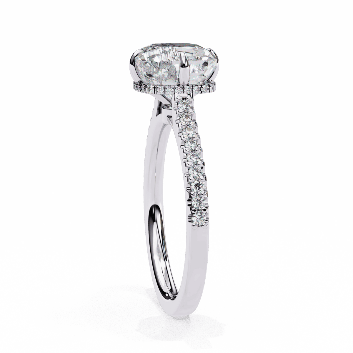 3.5 Carat Cushion Hidden Halo Solitaire Ring in Moissanite | House of Estara