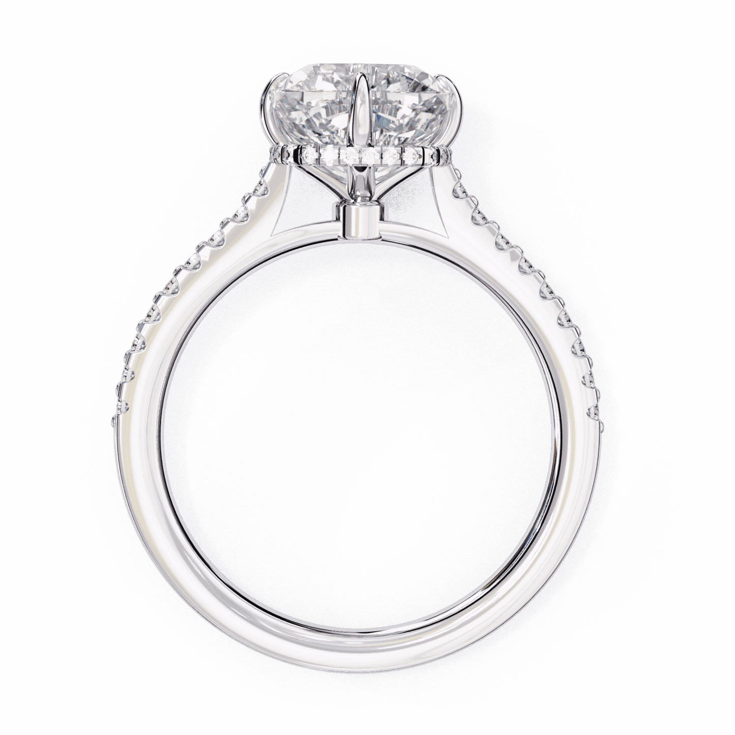 3.5 Carat Cushion Hidden Halo Solitaire Ring in Moissanite | House of Estara