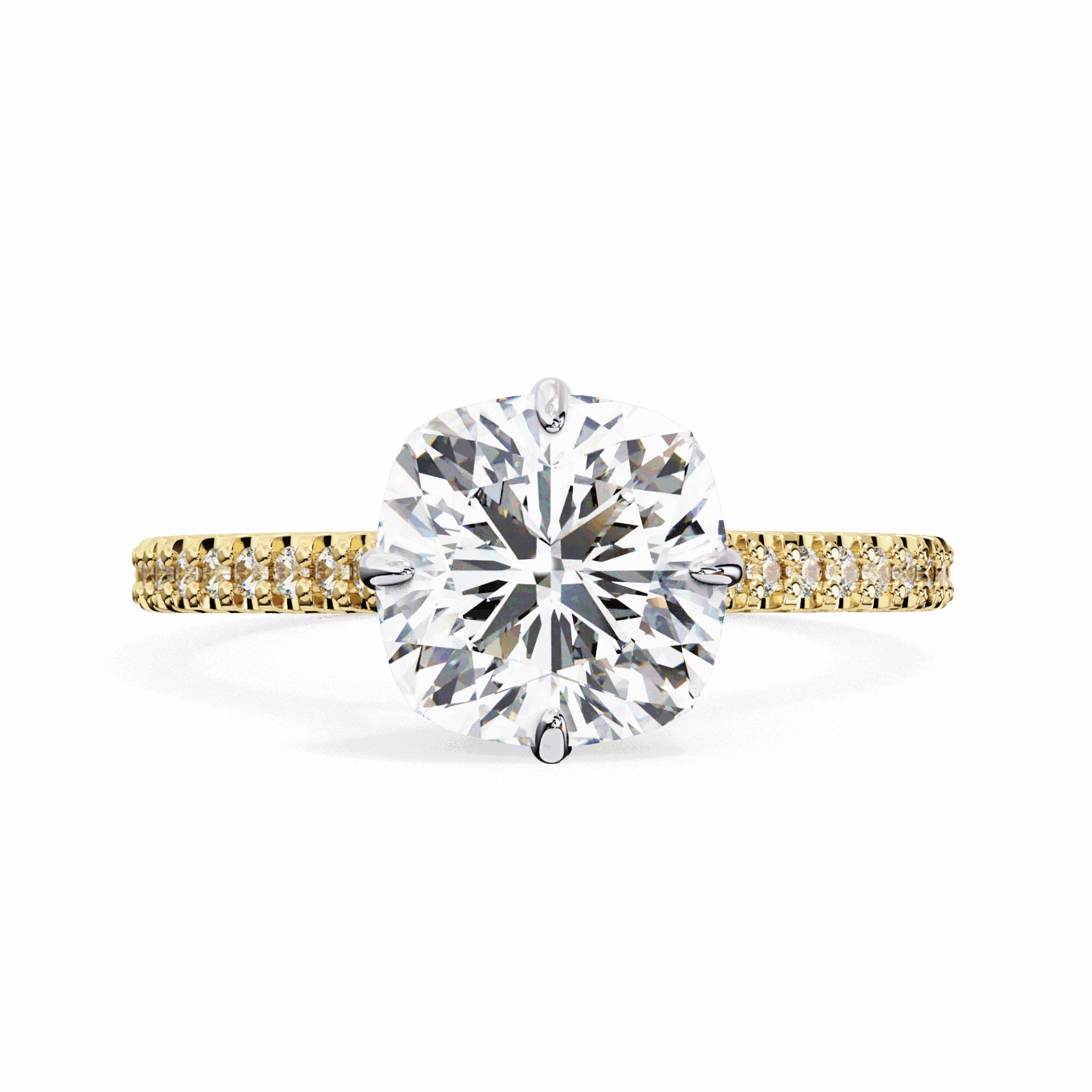 3.5 Carat Cushion Hidden Halo Solitaire Ring in Moissanite | House of Estara