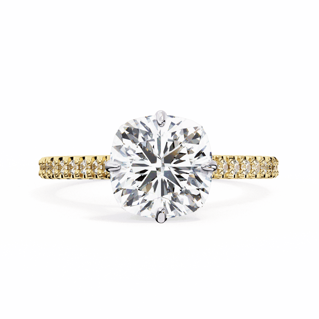 3.5 Carat Cushion Hidden Halo Solitaire Ring in Moissanite | House of Estara