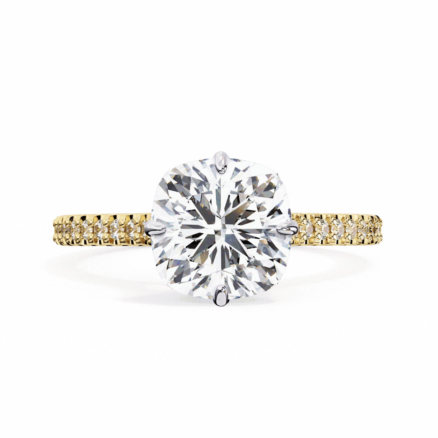 3.5 Carat Cushion Hidden Halo Solitaire Ring in Moissanite | House of Estara