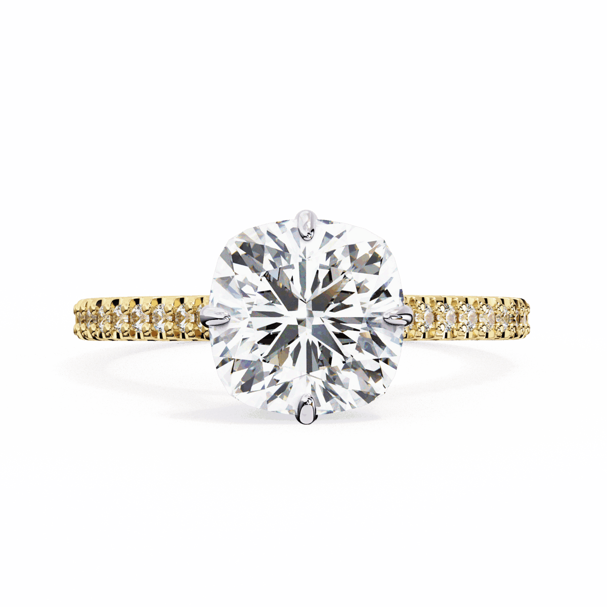 3.5 Carat Cushion Hidden Halo Solitaire Ring in Moissanite | House of Estara