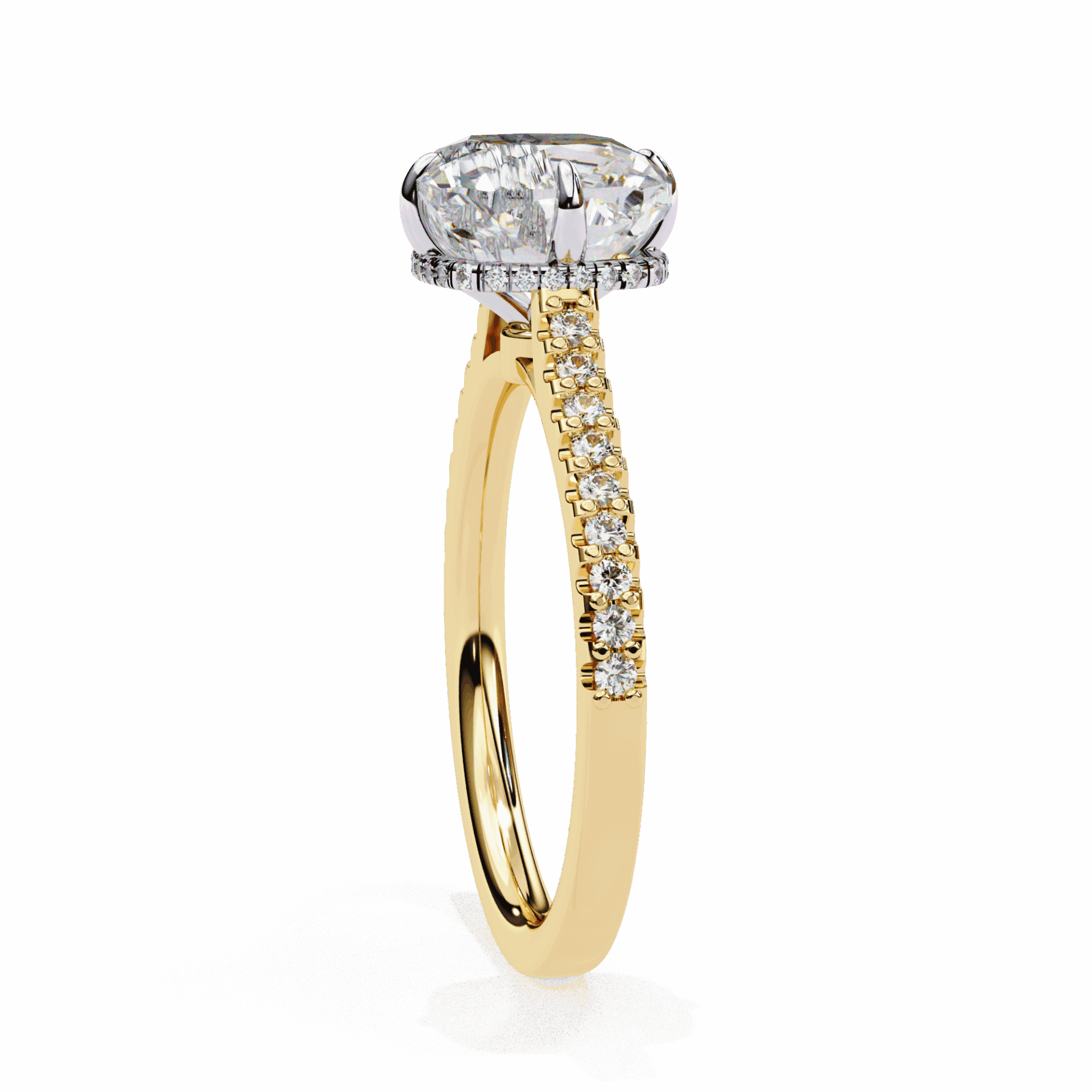 3.5 Carat Cushion Hidden Halo Solitaire Ring in Moissanite | House of Estara