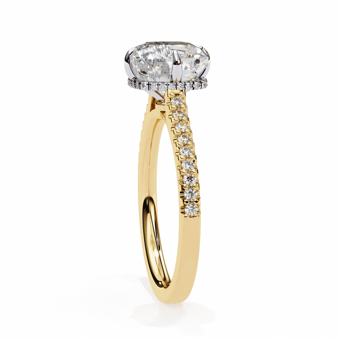 3.5 Carat Cushion Hidden Halo Solitaire Ring in Moissanite | House of Estara