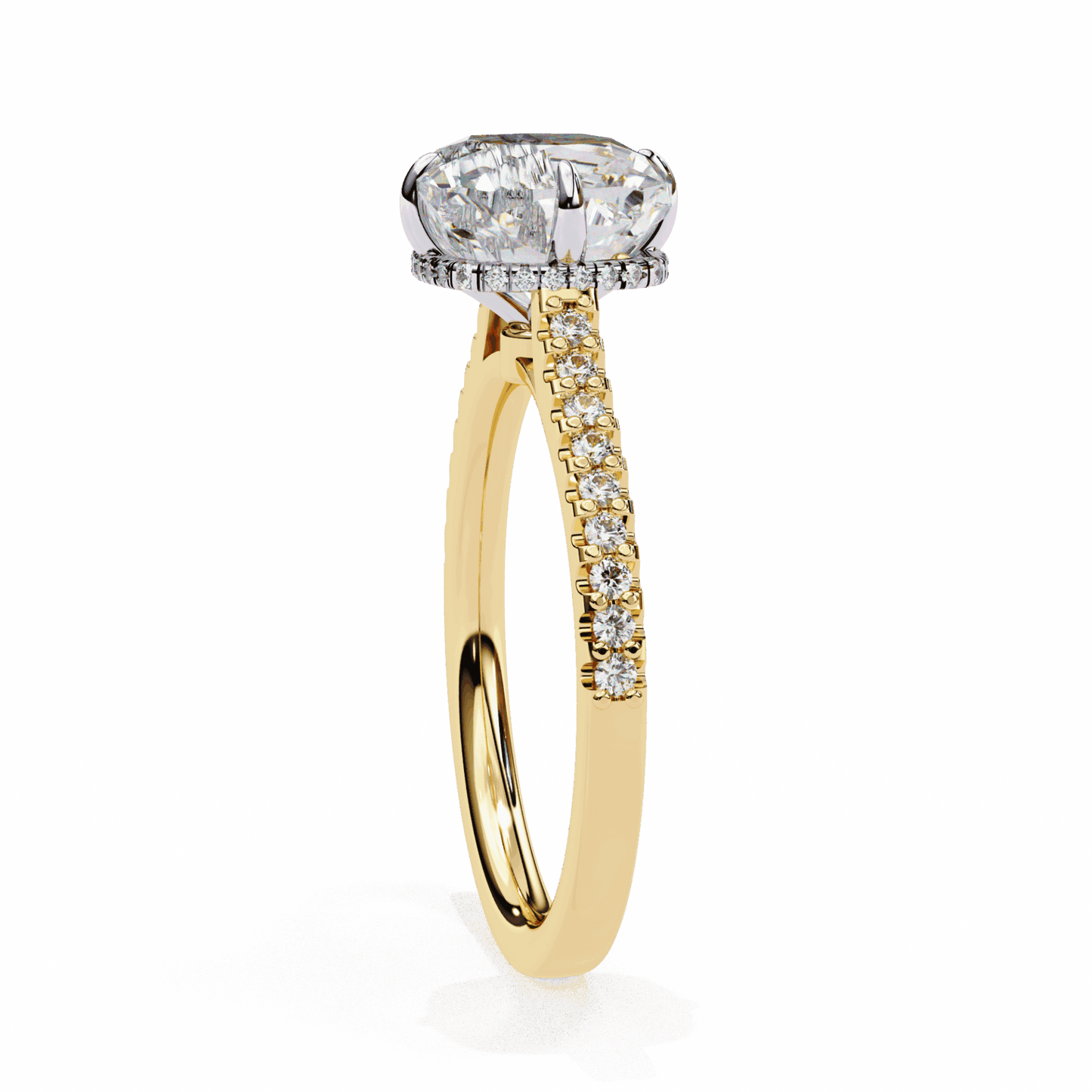 3.5 Carat Cushion Hidden Halo Solitaire Ring in Moissanite | House of Estara