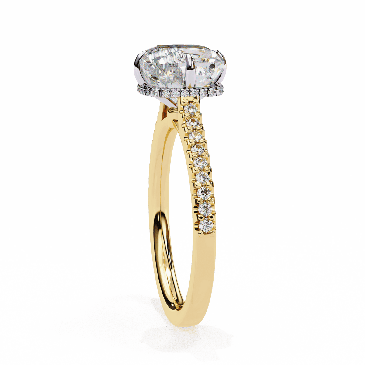 3.5 Carat Cushion Hidden Halo Solitaire Ring in Moissanite | House of Estara