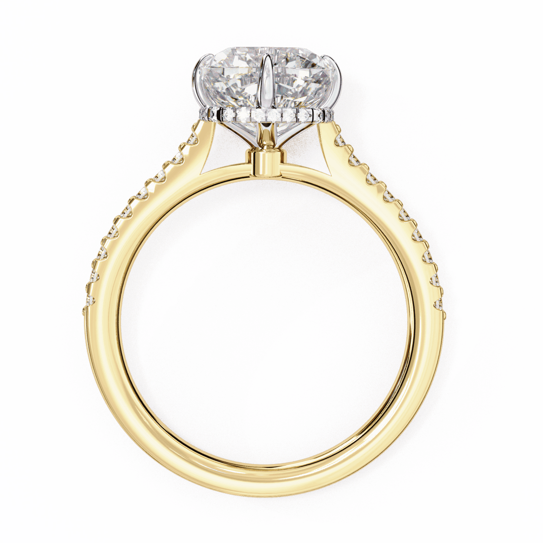 3.5 Carat Cushion Hidden Halo Solitaire Ring in Moissanite | House of Estara