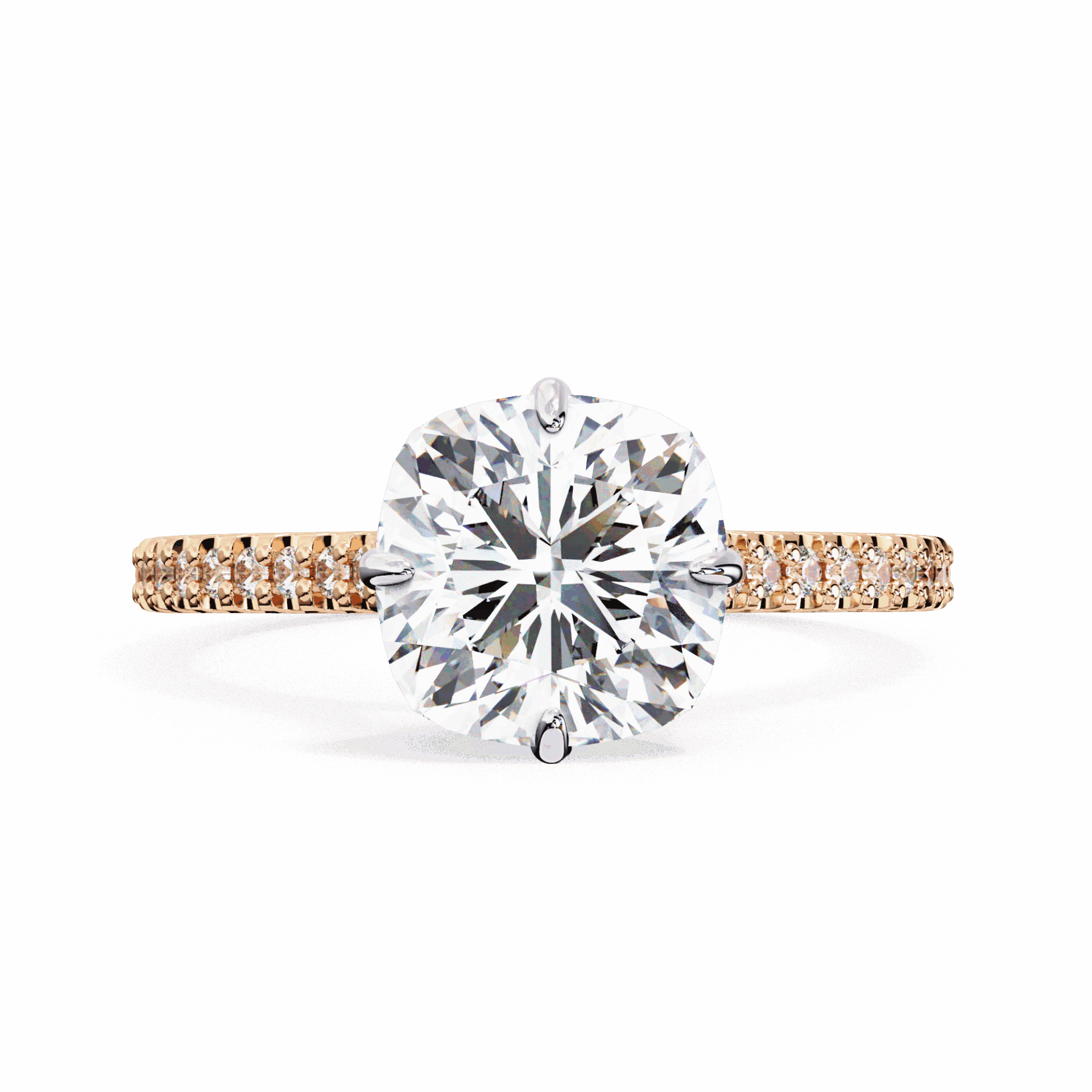 3.5 Carat Cushion Hidden Halo Solitaire Ring in Moissanite | House of Estara