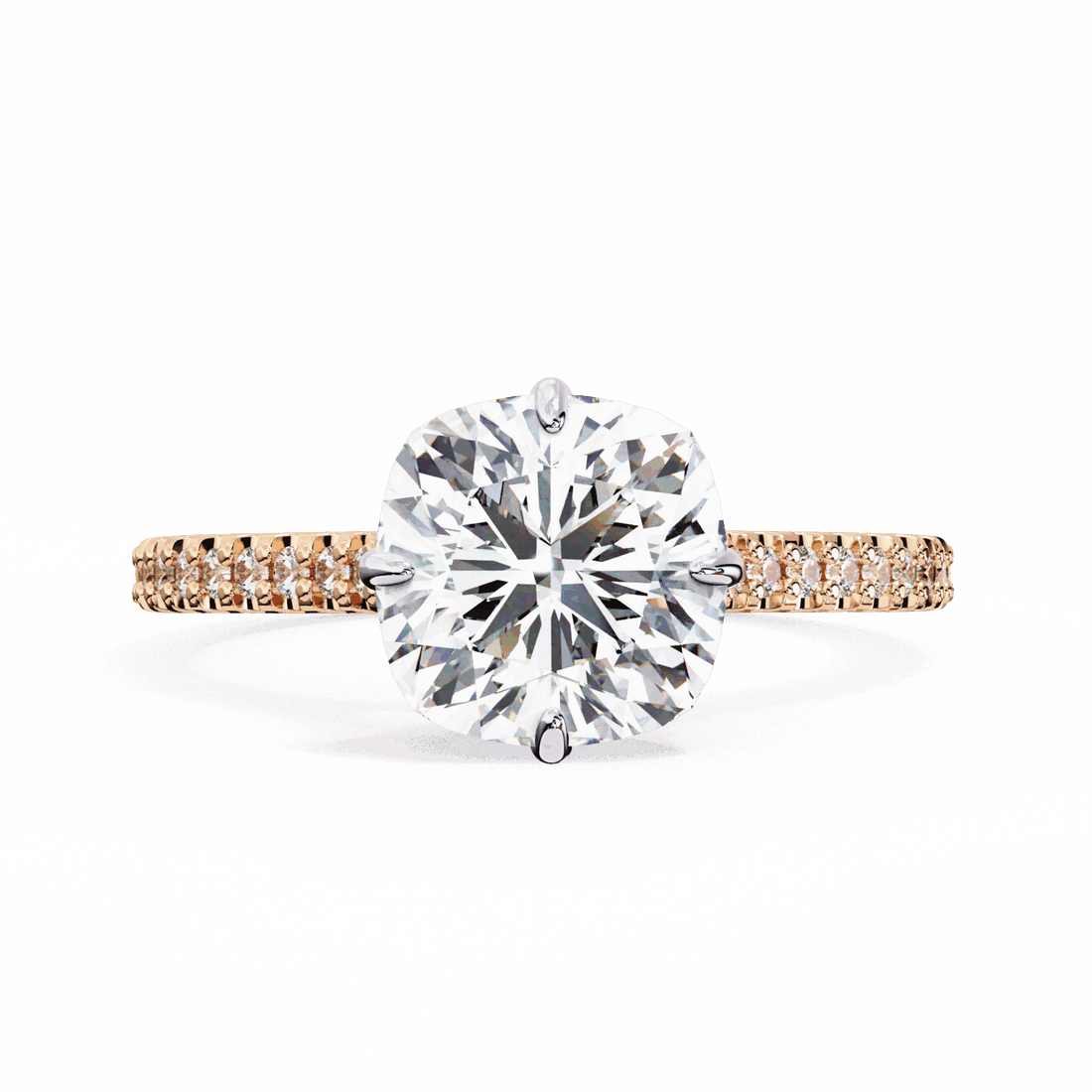 3.5 Carat Cushion Hidden Halo Solitaire Ring in Moissanite | House of Estara