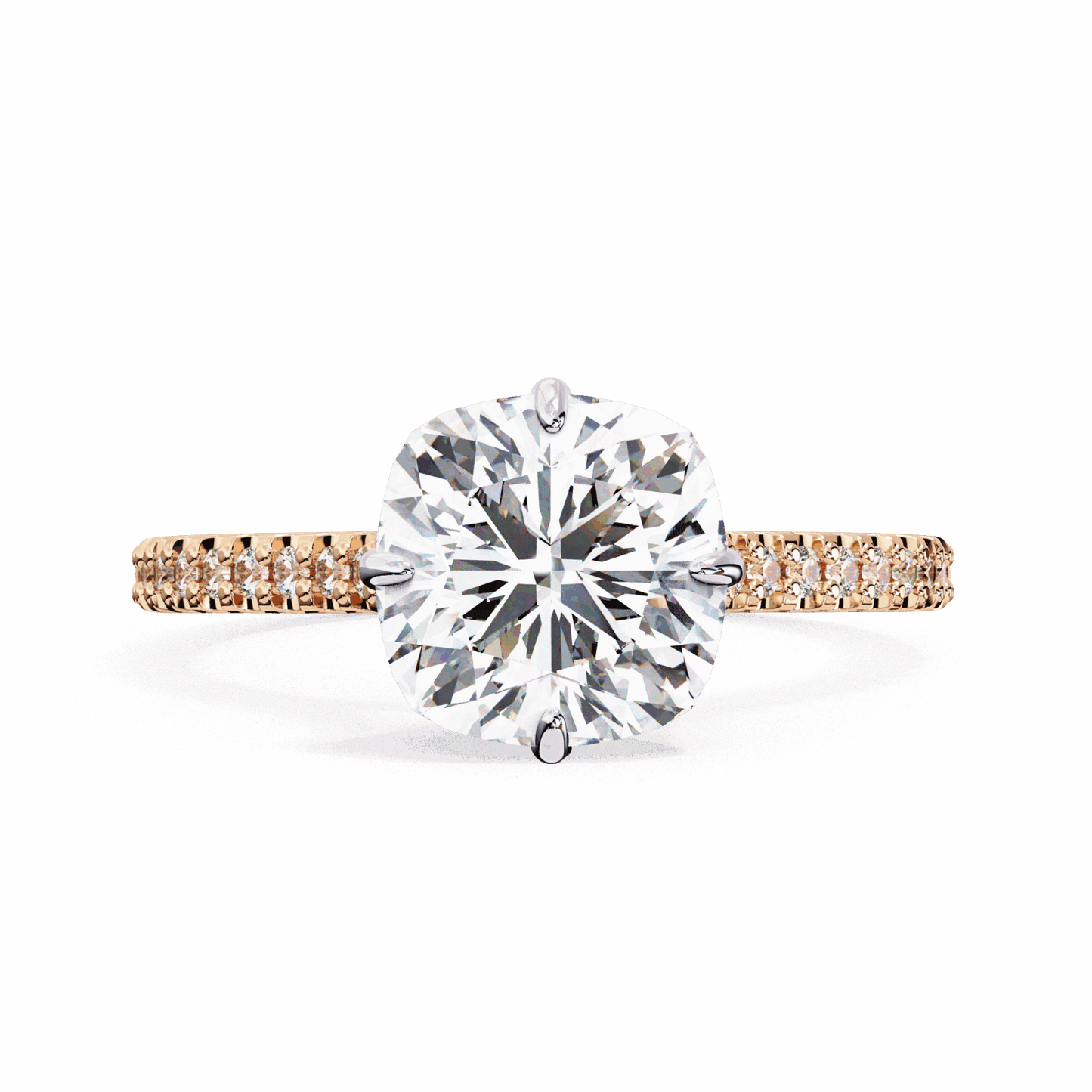 3.5 Carat Cushion Hidden Halo Solitaire Ring in Moissanite | House of Estara