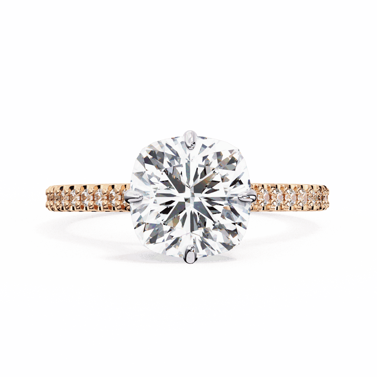 3.5 Carat Cushion Hidden Halo Solitaire Ring in Moissanite | House of Estara