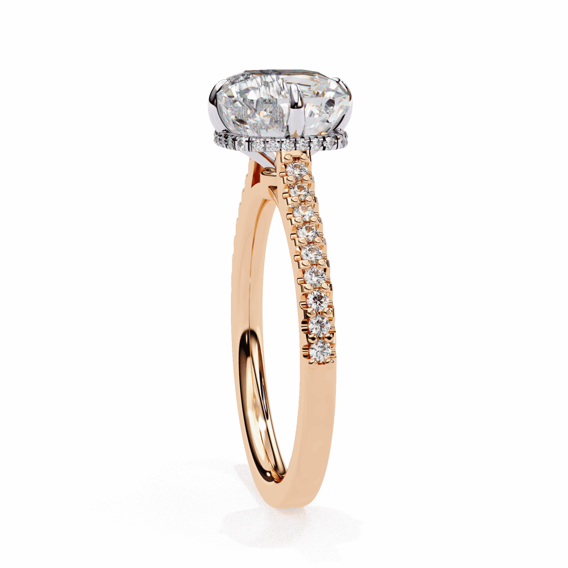 3.5 Carat Cushion Hidden Halo Solitaire Ring in Moissanite | House of Estara