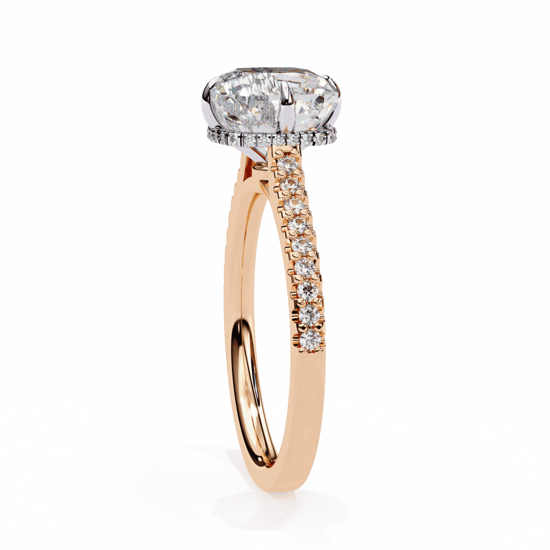 3.5 Carat Cushion Hidden Halo Solitaire Ring in Moissanite | House of Estara