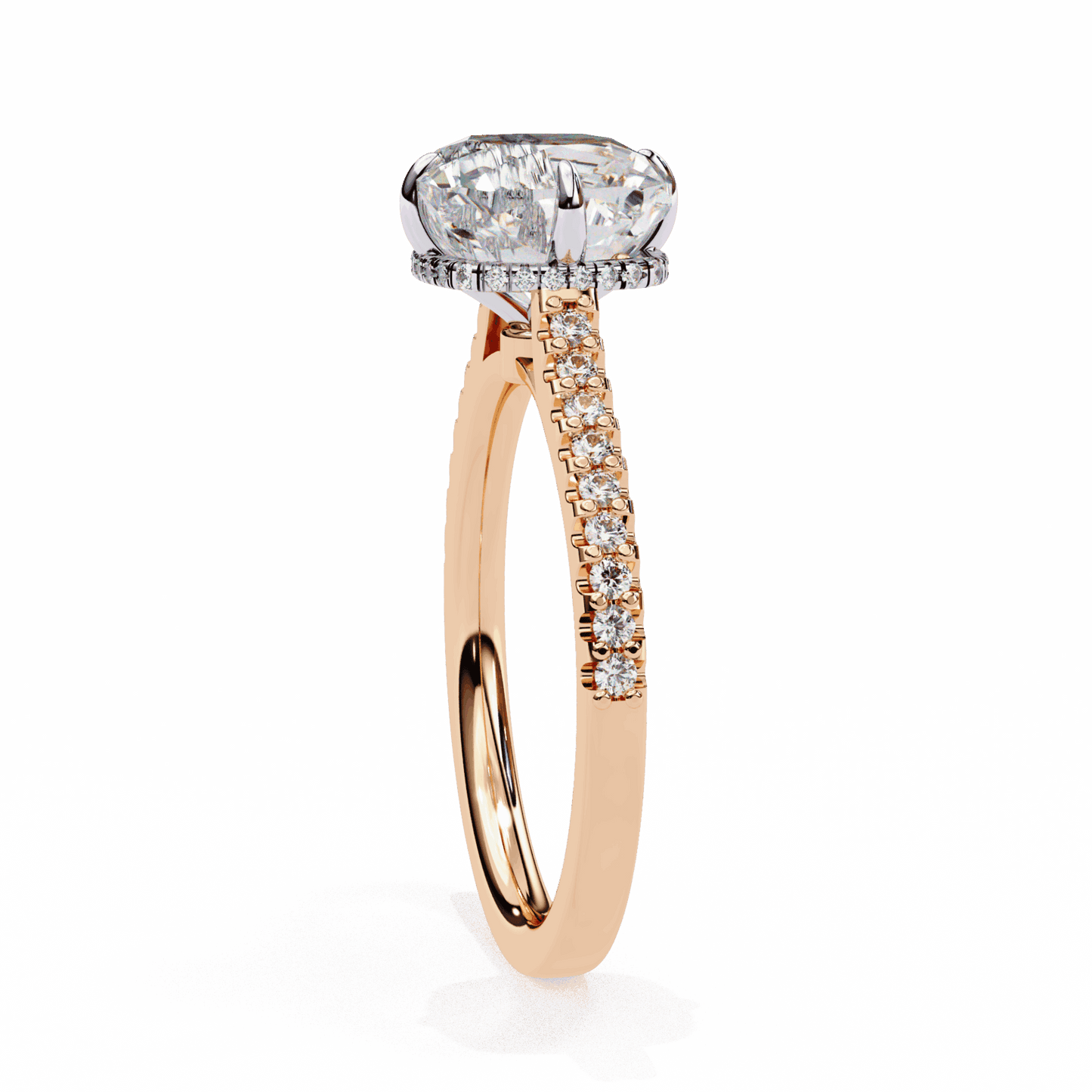 3.5 Carat Cushion Hidden Halo Solitaire Ring in Moissanite | House of Estara