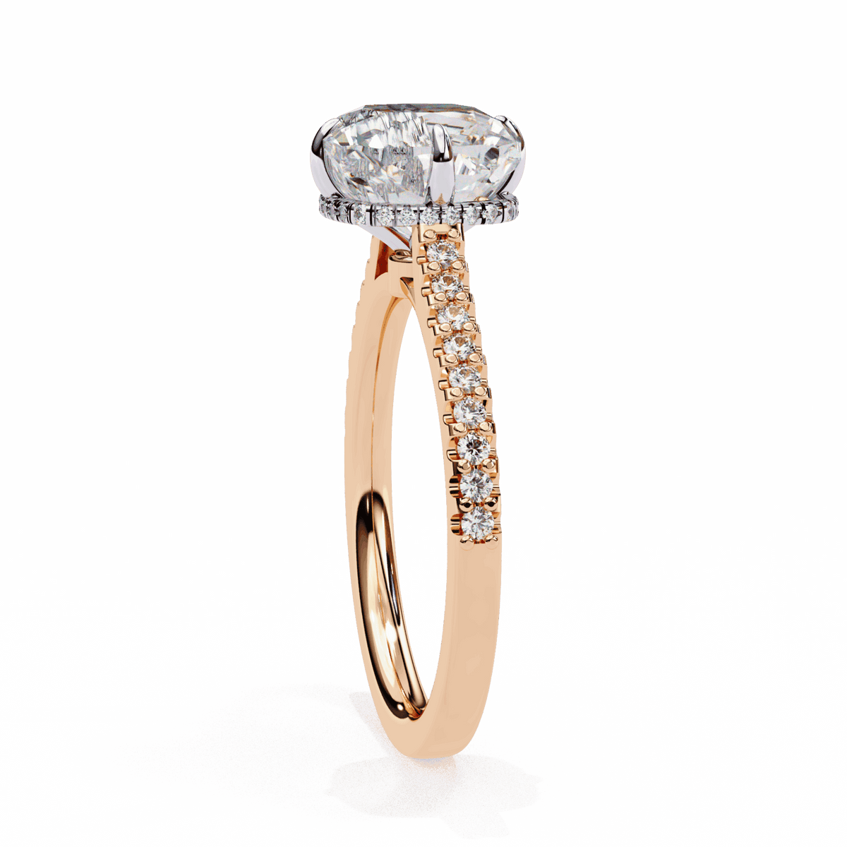 3.5 Carat Cushion Hidden Halo Solitaire Ring in Moissanite | House of Estara
