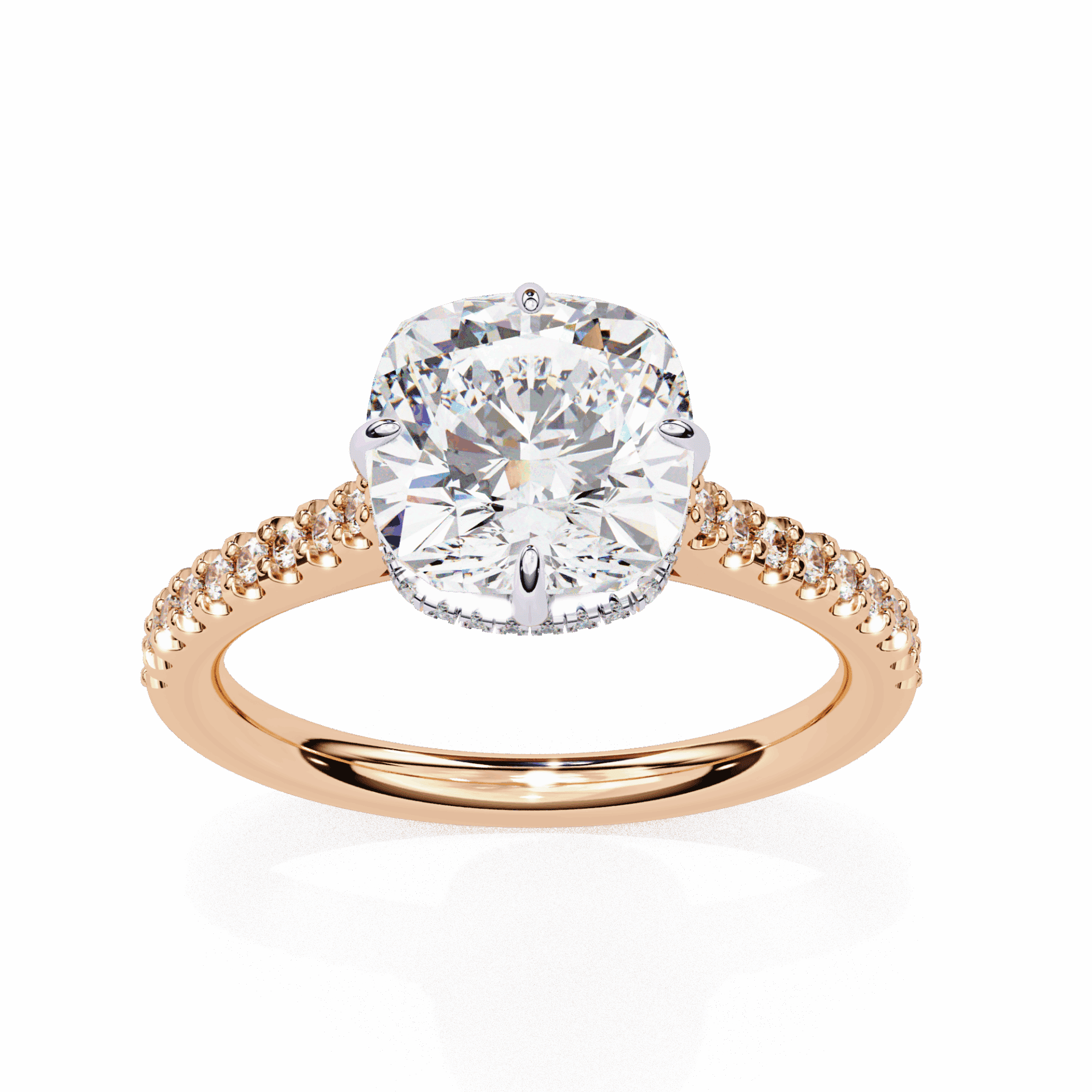 3.5 Carat Cushion Hidden Halo Solitaire Ring in Moissanite | House of Estara