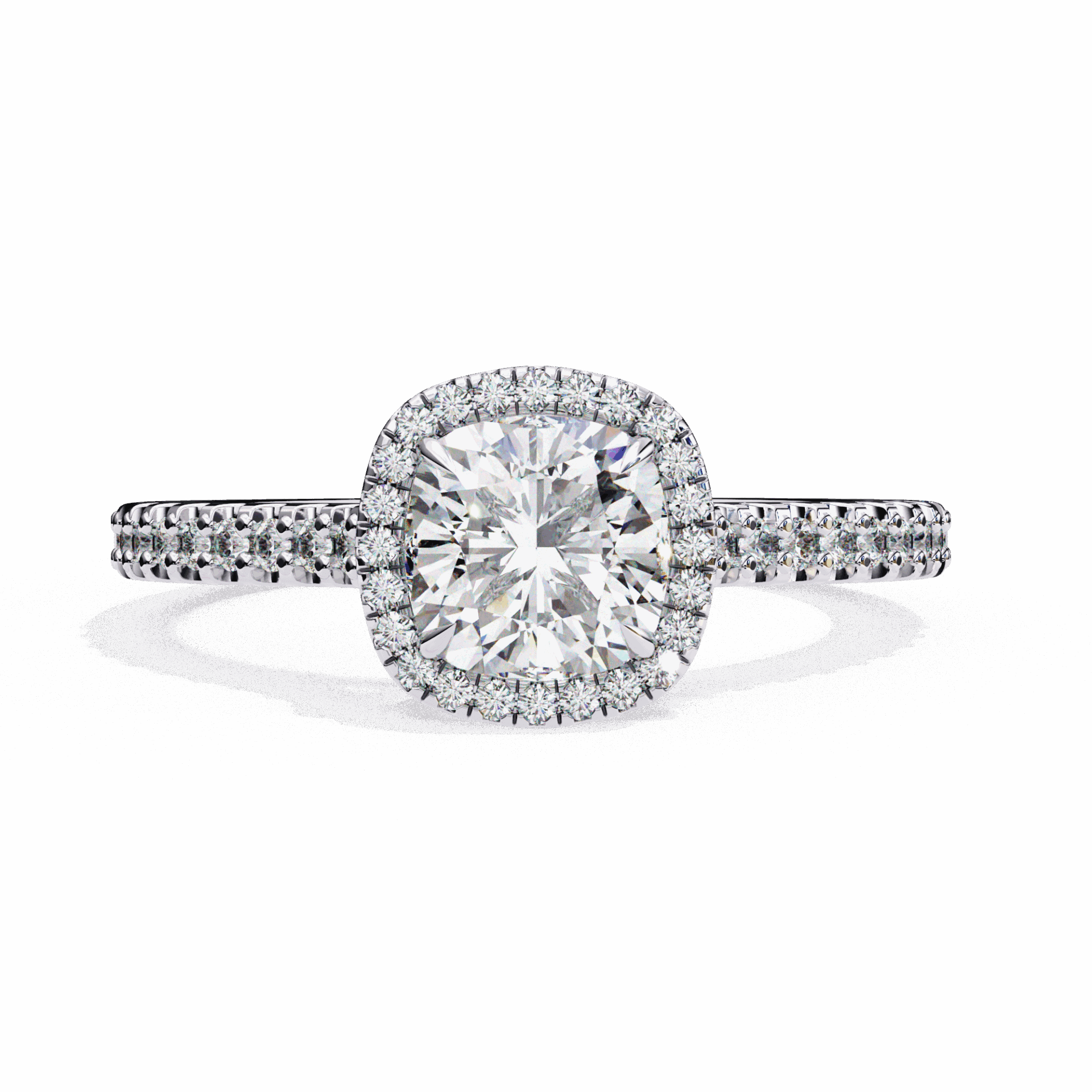 2 Carat Cushion Hidden Halo Solitaire Ring in Moissanite | House of Estara