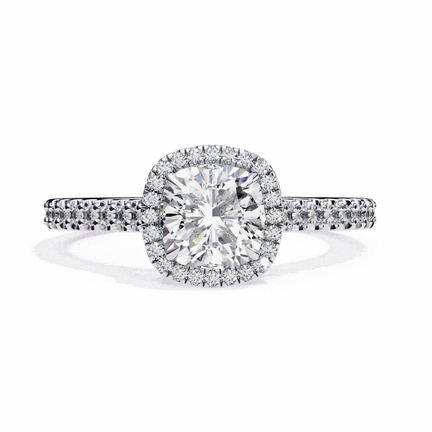 2 Carat Cushion Hidden Halo Solitaire Ring in Moissanite | House of Estara