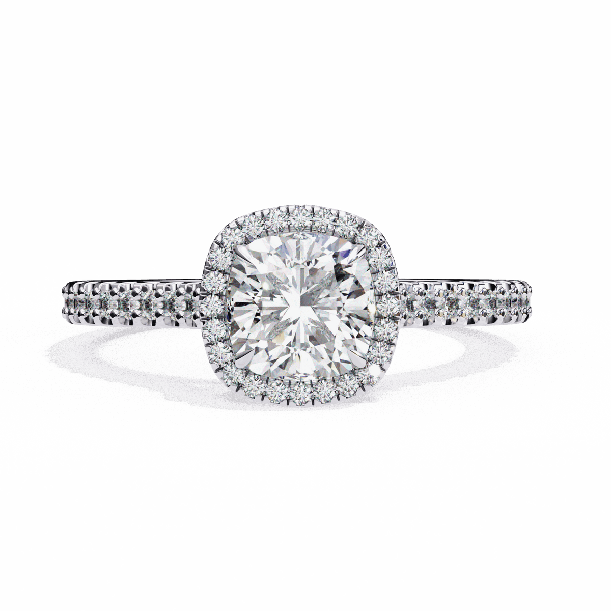 2 Carat Cushion Hidden Halo Solitaire Ring in Moissanite | House of Estara