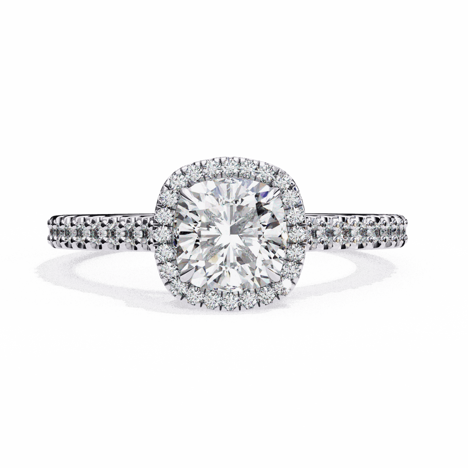 Cushion Single Halo Pavé