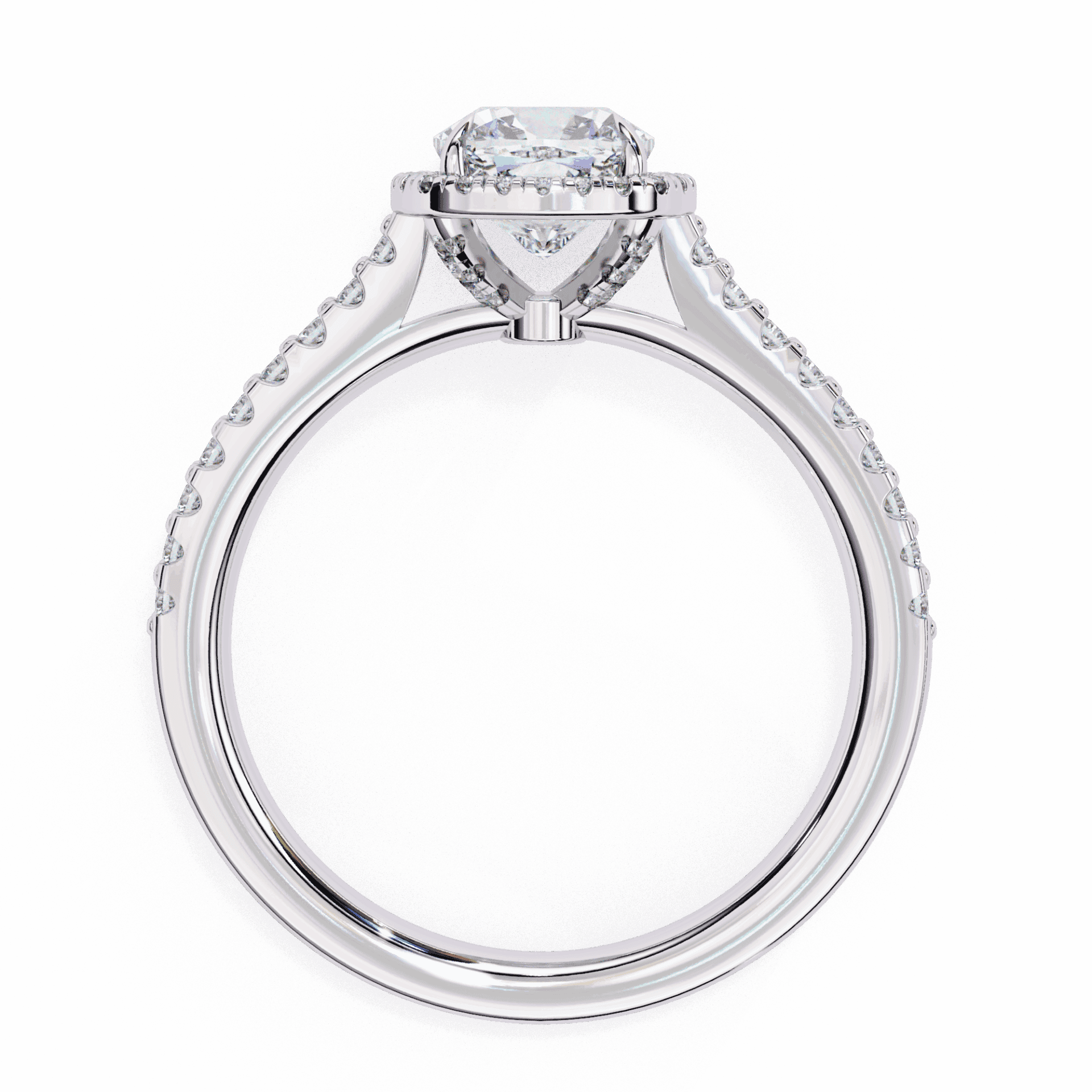 2 Carat Cushion Hidden Halo Solitaire Ring in Moissanite | House of Estara