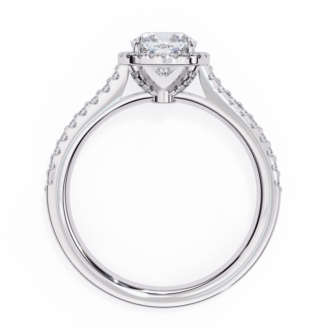 2 Carat Cushion Hidden Halo Solitaire Ring in Moissanite | House of Estara