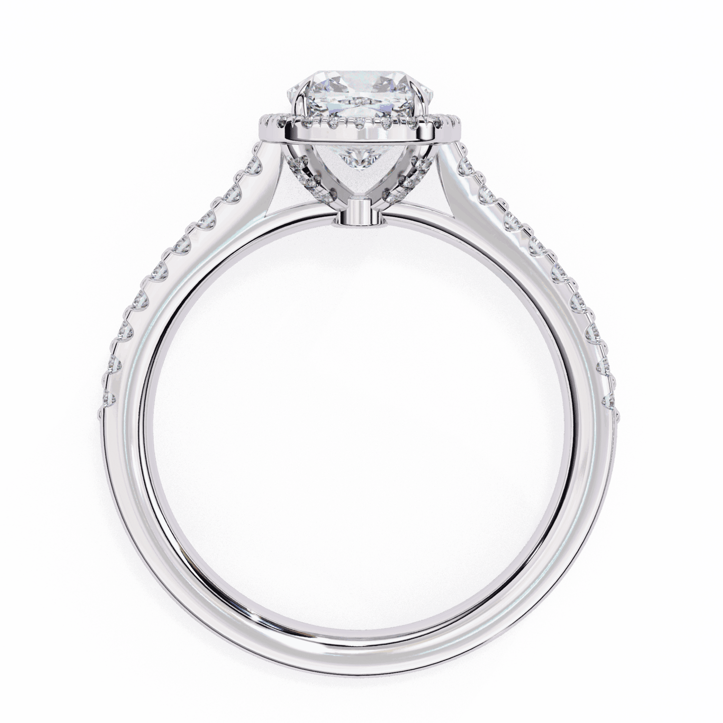 2 Carat Cushion Hidden Halo Solitaire Ring in Moissanite | House of Estara