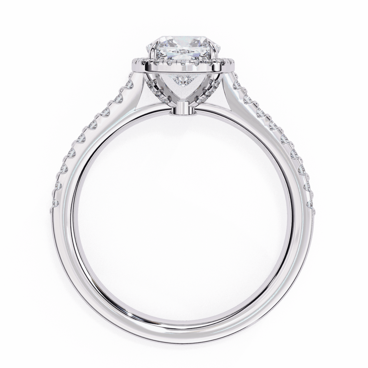 2 Carat Cushion Hidden Halo Solitaire Ring in Moissanite | House of Estara