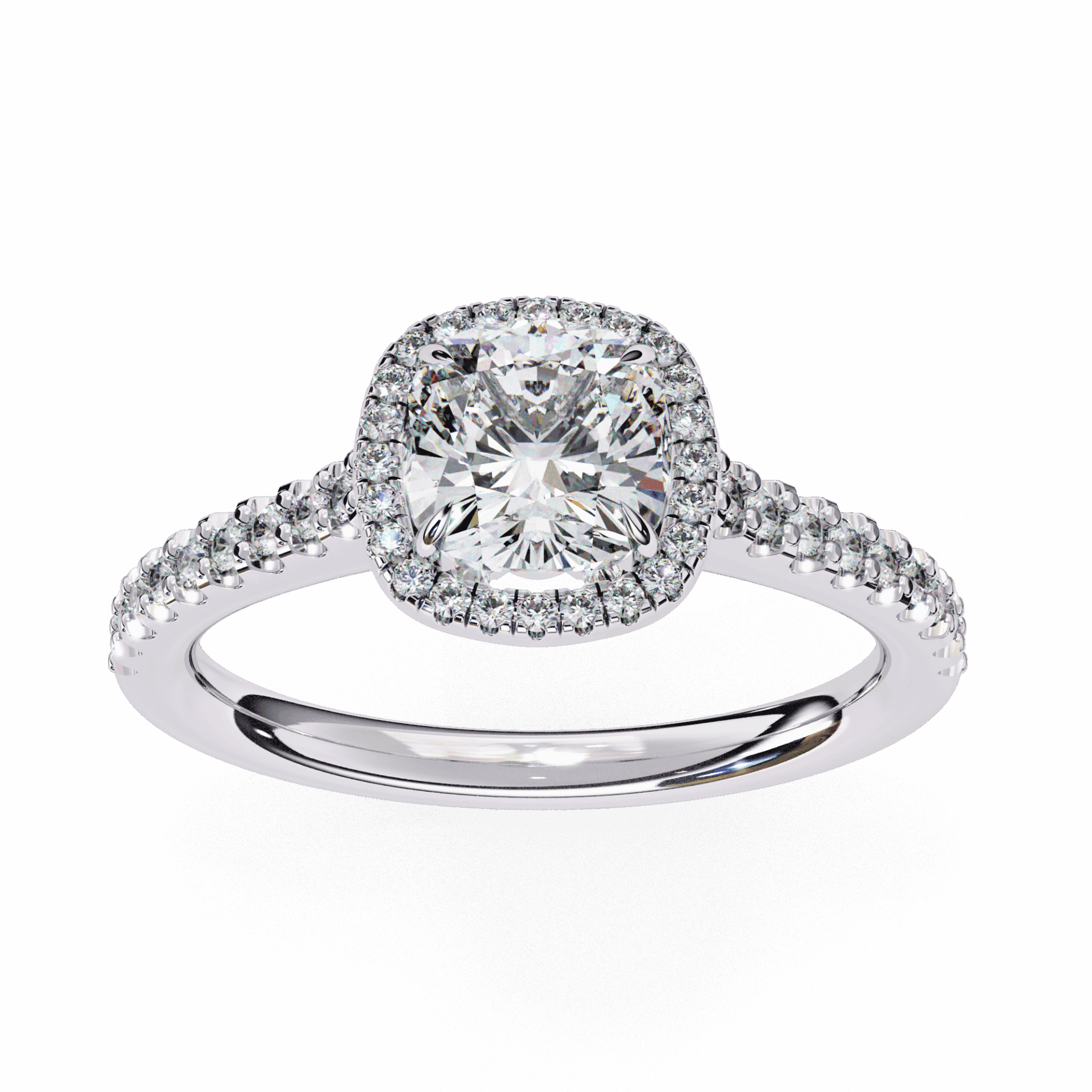 2 Carat Cushion Hidden Halo Solitaire Ring in Moissanite | House of Estara