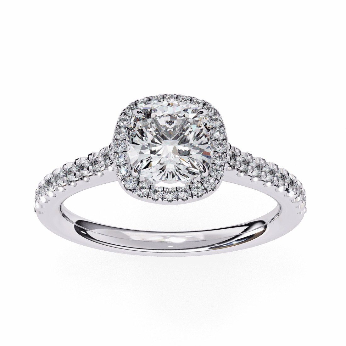 2 Carat Cushion Hidden Halo Solitaire Ring in Moissanite | House of Estara