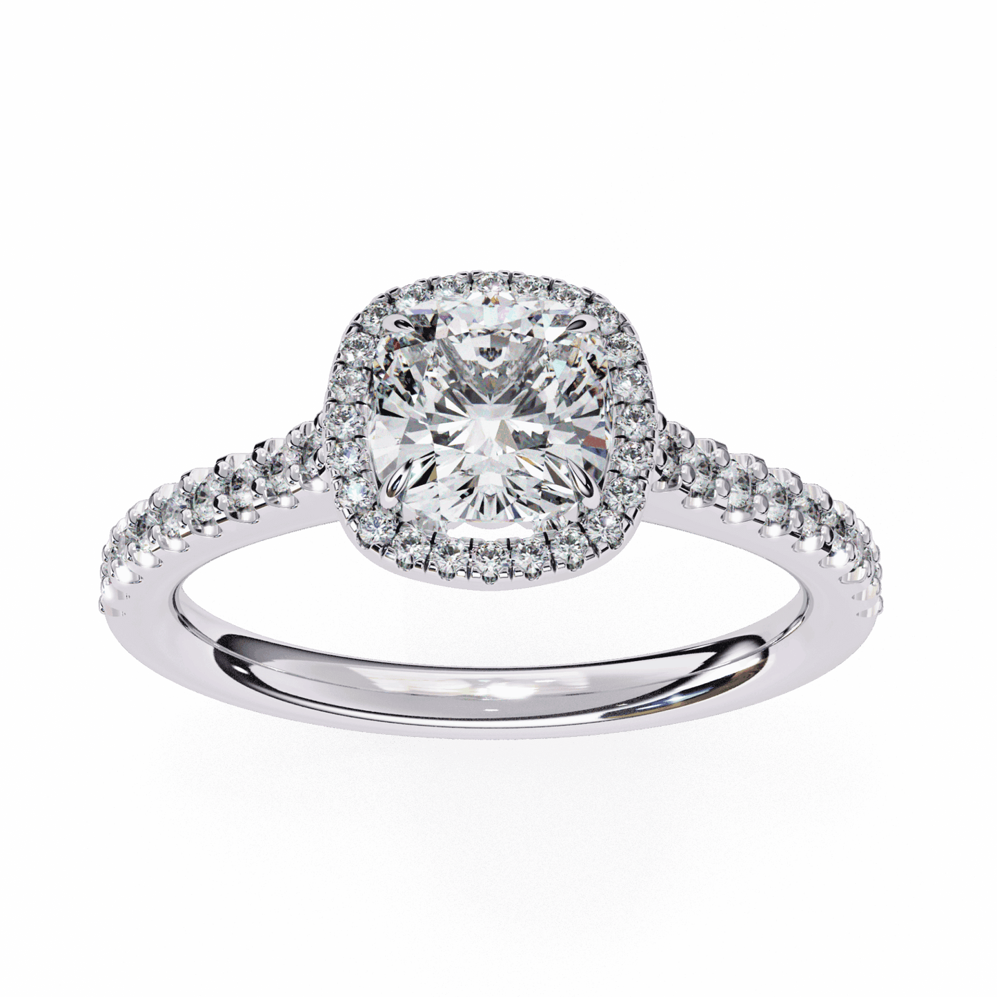 2 Carat Cushion Hidden Halo Solitaire Ring in Moissanite | House of Estara