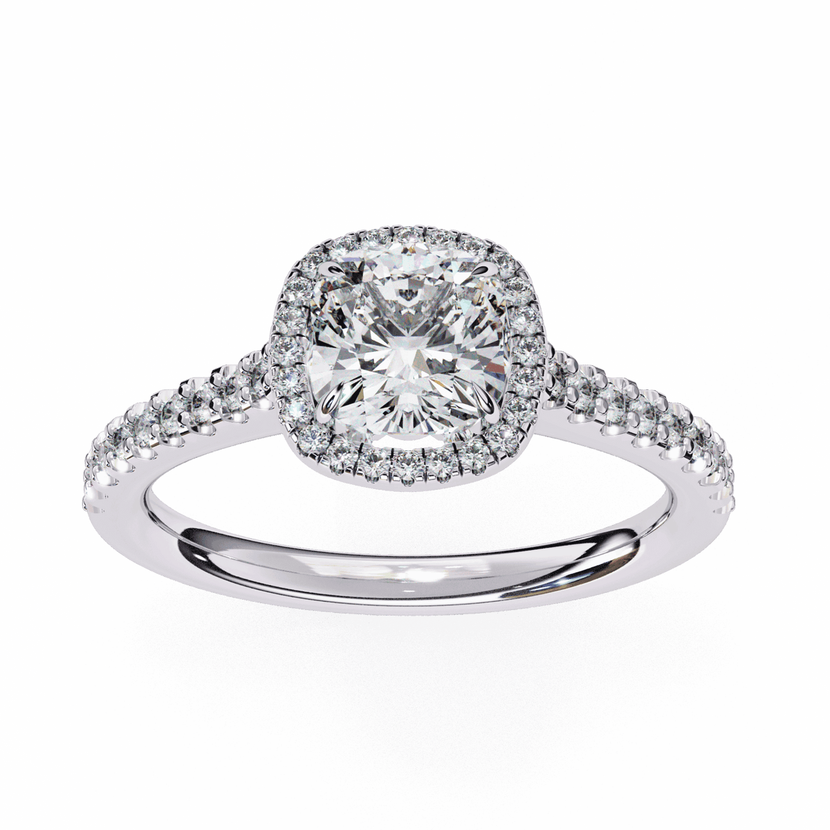 2 Carat Cushion Hidden Halo Solitaire Ring in Moissanite | House of Estara