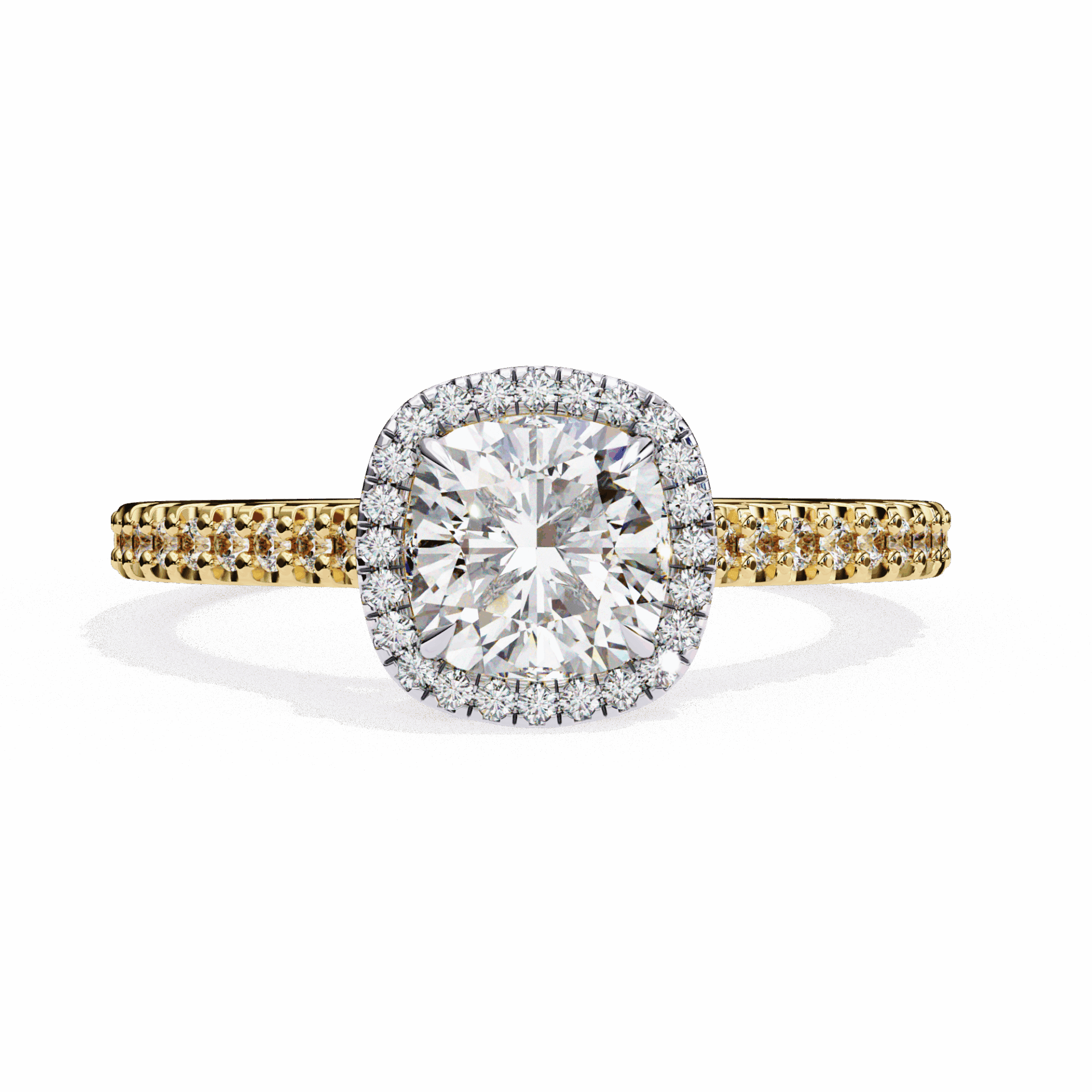 2 Carat Cushion Hidden Halo Solitaire Ring in Moissanite | House of Estara