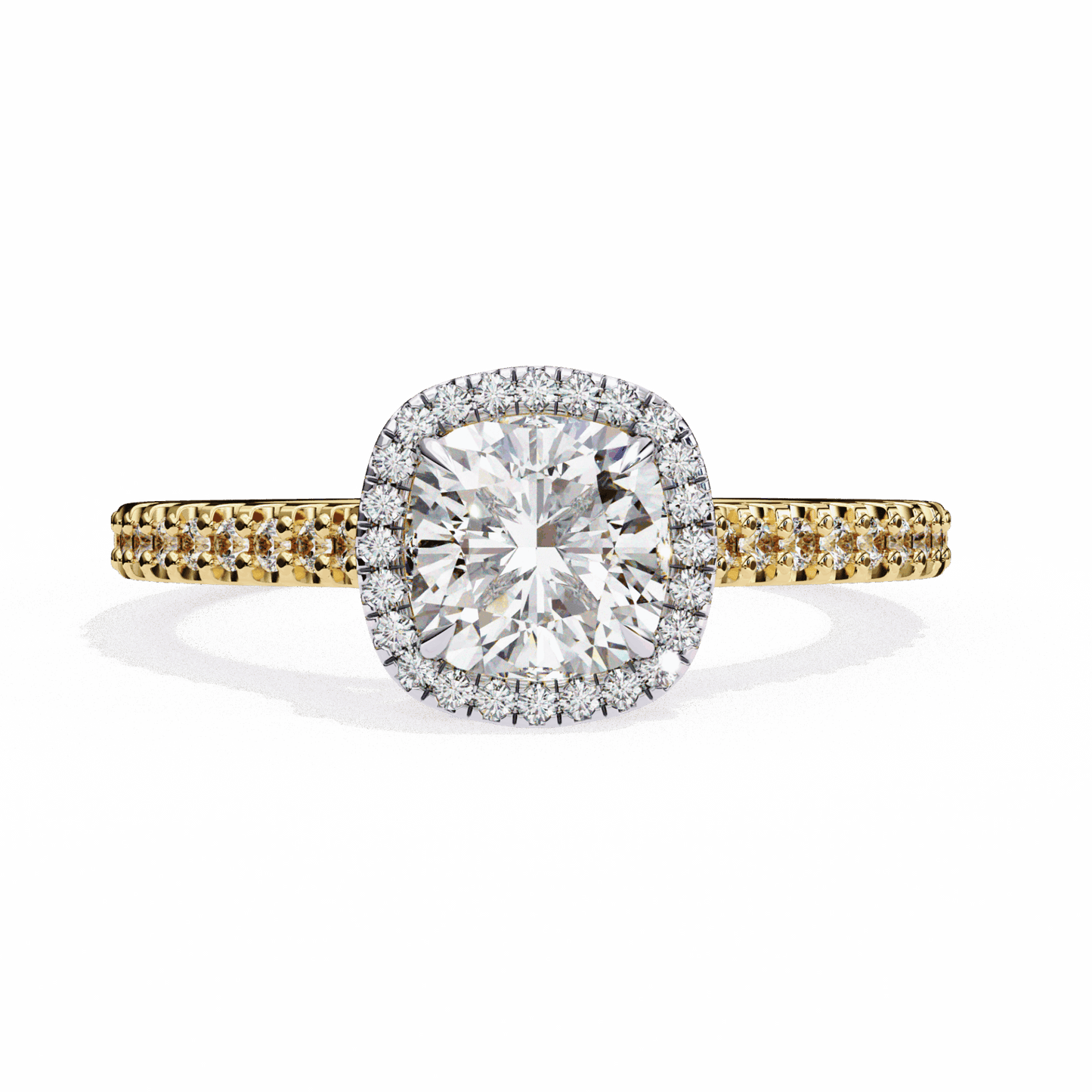 2 Carat Cushion Hidden Halo Solitaire Ring in Moissanite | House of Estara