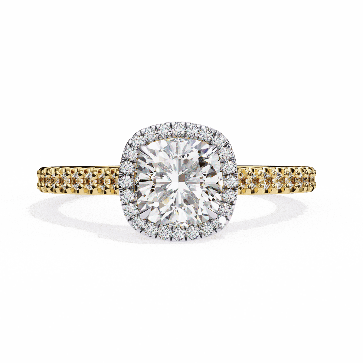 2 Carat Cushion Hidden Halo Solitaire Ring in Moissanite | House of Estara