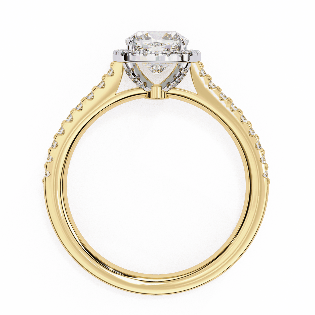 2 Carat Cushion Hidden Halo Solitaire Ring in Moissanite | House of Estara