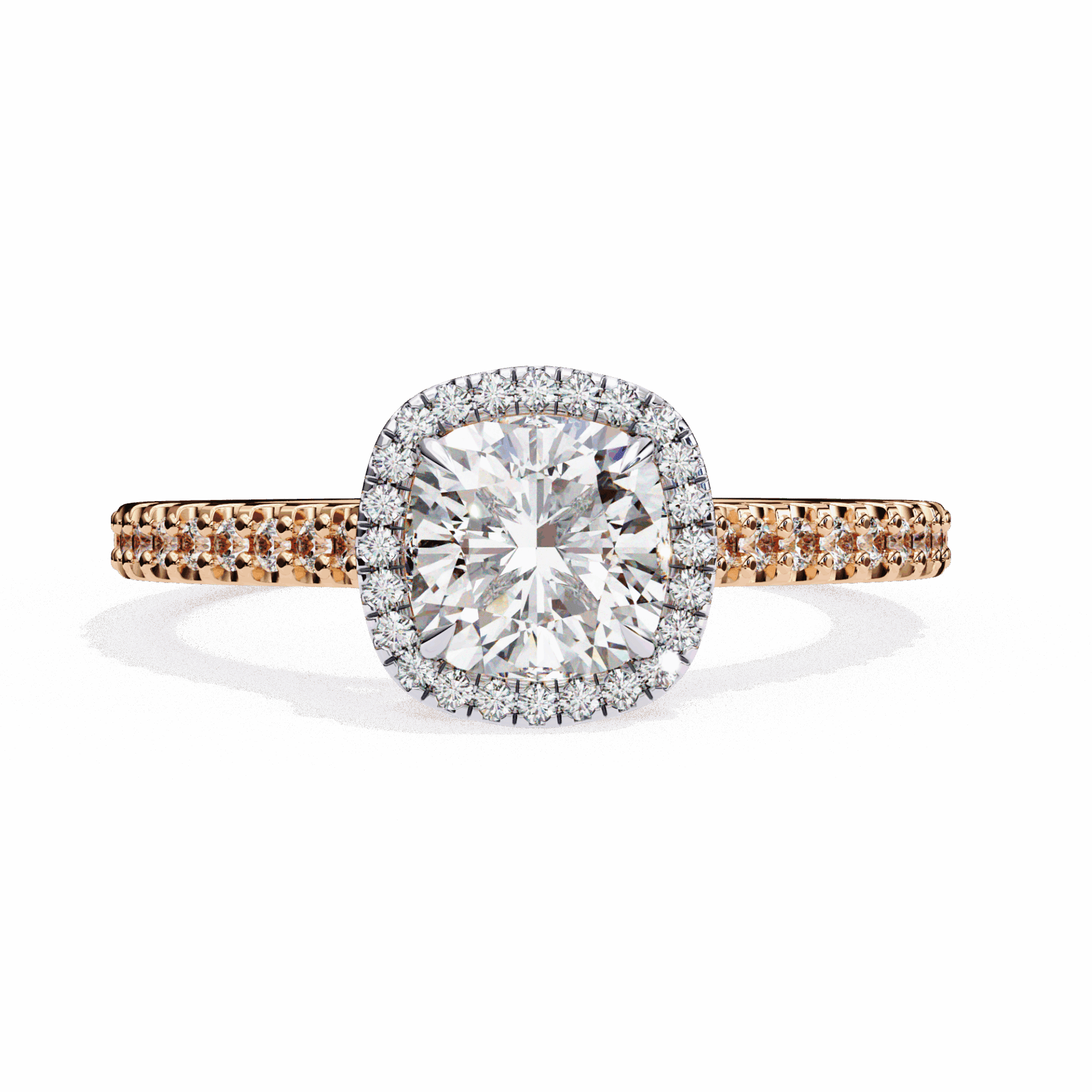 2 Carat Cushion Hidden Halo Solitaire Ring in Moissanite | House of Estara