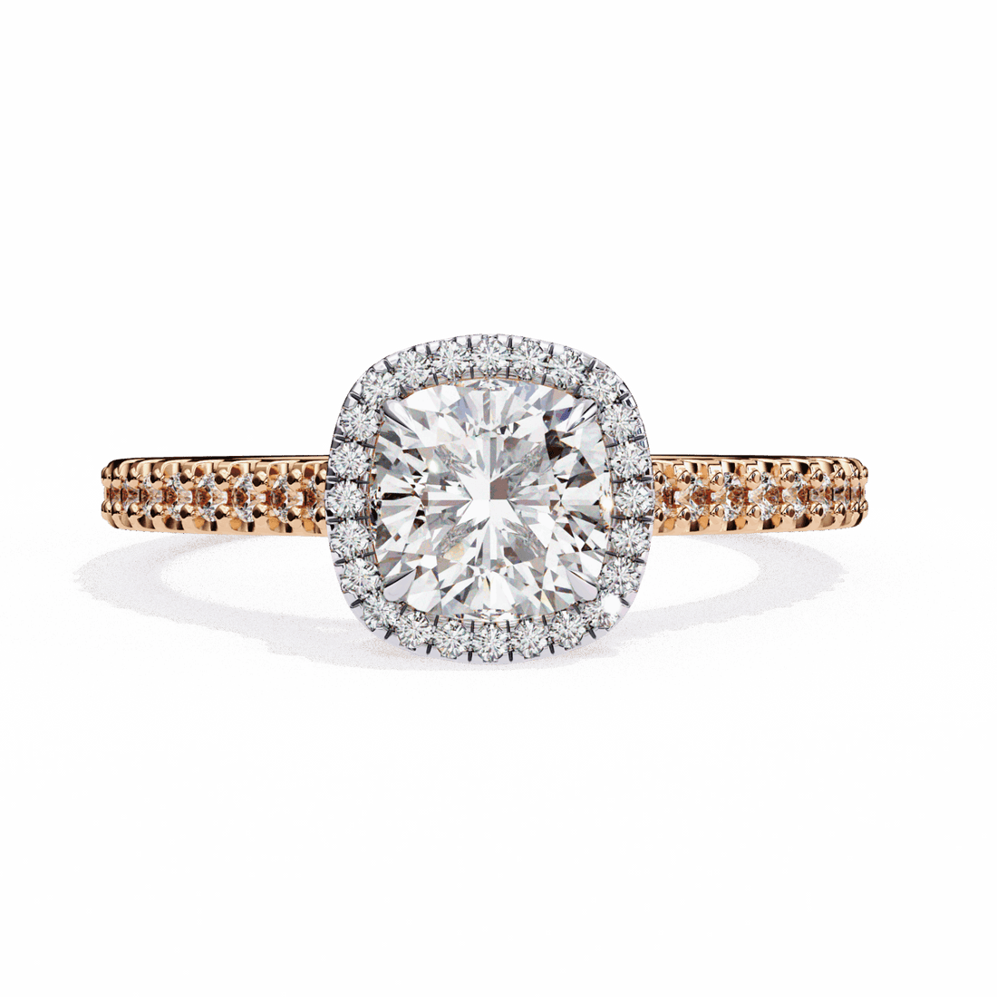 2 Carat Cushion Hidden Halo Solitaire Ring in Moissanite | House of Estara