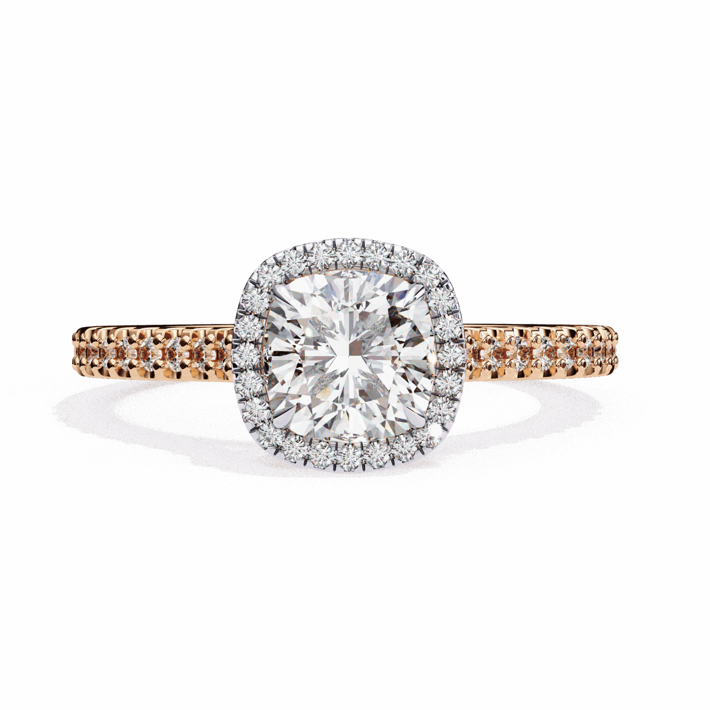 2 Carat Cushion Hidden Halo Solitaire Ring in Moissanite | House of Estara