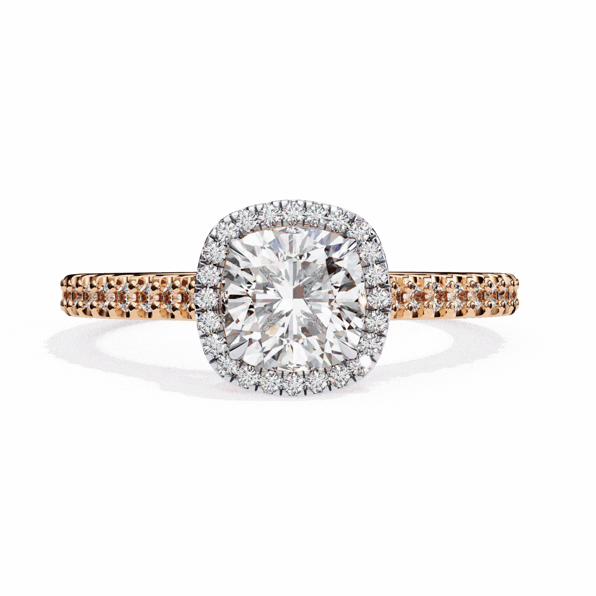 2 Carat Cushion Hidden Halo Solitaire Ring in Moissanite | House of Estara